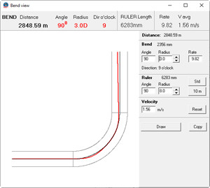 Drawing of a 90-degree factory-made bend with the curvature radius R=3xD and automatic calculation of its parameters